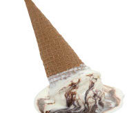 Vanilla Fudge Ice Cream Cone Spilled - Melting realistic fake food prop by FakeFood4U