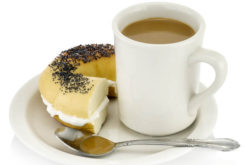 Coffee Mug And Half Bagel realistic fake food prop by FakeFood4U