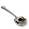 Vanilla Ice Cream With Hot Fudge On Spoon Spill realistic fake food prop by FakeFood4U