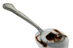 Vanilla Ice Cream With Hot Fudge On Spoon Spill realistic fake food prop by FakeFood4U