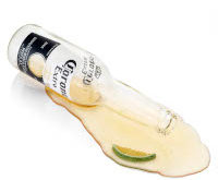 Corona Beer With Lime Spill realistic fake food prop by FakeFood4U