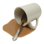 Coffee Mug With Spoon Spill realistic fake food prop by FakeFood4U