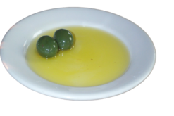 Plate Of Olive Oil With Olives realistic fake food prop by FakeFood4U