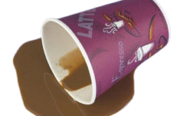 Spilled Coffee To Go Cup realistic fake food prop by FakeFood4U