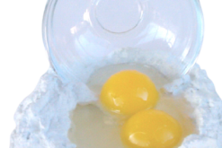Flour With Eggs Spilling Out Of Bowl realistic fake food prop by FakeFood4U