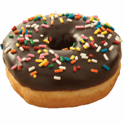 Donut Dipped In Chocolate With Sprinkles realistic fake food prop by FakeFood4U