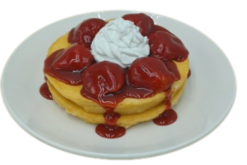 Pancakes Short Stack With Strawberries N Cream realistic fake food prop by FakeFood4U