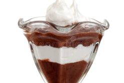 Chocolate Pudding With Layered Whipped Cream realistic fake food prop by FakeFood4U