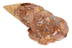 Deluxe Waffle Chocolate Ice Cream Cone With Spr realistic fake food prop by FakeFood4U