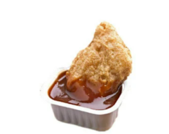 McDonalds Chicken Nugget Suspended In BBQ Sauce realistic fake food prop by FakeFood4U
