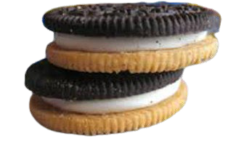 Cream Filled Chocolate & Vanilla Cookies realistic fake food prop by FakeFood4U