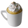 Vanilla Mug Cake With Whipped Cream & Sprinkles realistic fake food prop by FakeFood4U