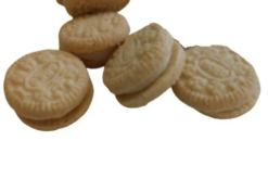Mini Vanilla Cream Filled Cookies realistic fake food prop by FakeFood4U