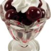 Cherries In Port Wine With Whipped Cream realistic fake food prop by FakeFood4U