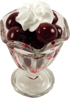 Cherries In Port Wine With Whipped Cream realistic fake food prop by FakeFood4U