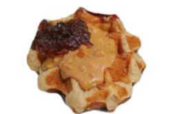 Belgium Waffle With Chunky Peanut Butter & Jell realistic fake food prop by FakeFood4U