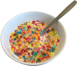 Fruity Pebbles Cereal With Milk realistic fake food prop by FakeFood4U