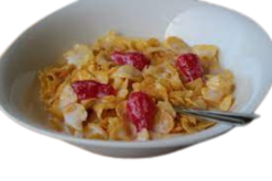 Bowl Of Cornflakes With Strawberries Square Bow realistic fake food prop by FakeFood4U