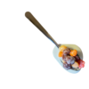 Spilled Fruity Pebbles With Milk On Spoon realistic fake food prop by FakeFood4U