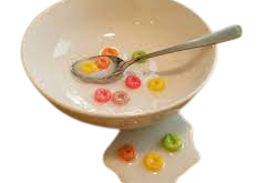 Spilled Bowl Of Fruit Loops With Milk realistic fake food prop by FakeFood4U