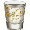 Double Shot Glass With Gold Flakes realistic fake food prop by FakeFood4U