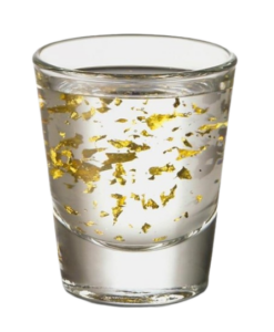 Double Shot Glass With Gold Flakes realistic fake food prop by FakeFood4U