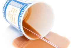 Spilled New York Greek Coffee Cup realistic fake food prop by FakeFood4U