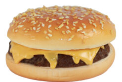 Melty Cheeseburger On Sesame Seed Bun realistic fake food prop by FakeFood4U